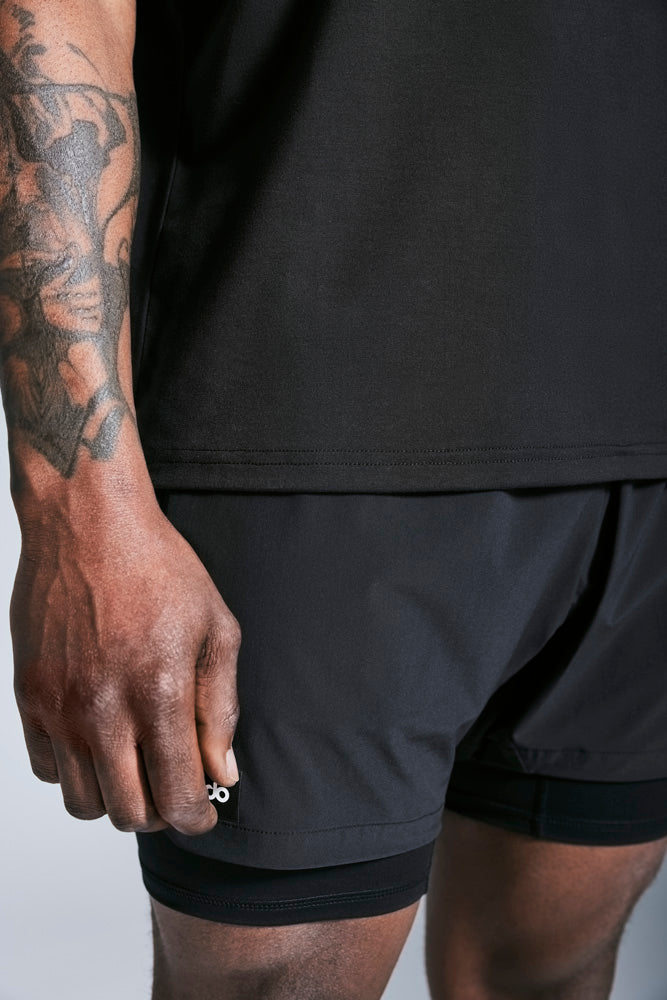 Mens New Space Black 2in1 Short and Tee Set