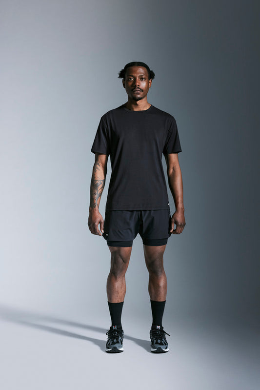 Mens New Space Black 2in1 Short and Tee Set